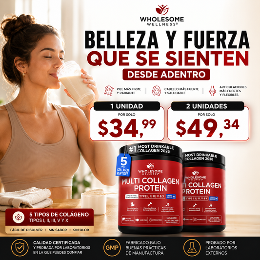 PROTEÍNA MULTI COLÁGENO| 5 TIPOS DE COLÁGENO | 484 G
